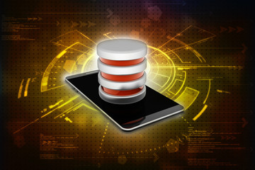 Poster - 3d rendering Database with mobile
