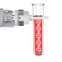 Sticker - robot holding test tube with dna helix