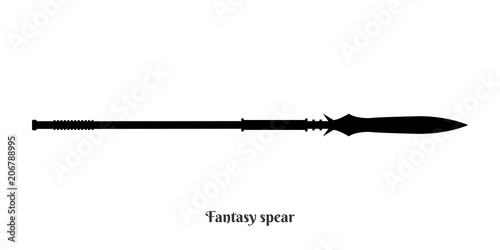 Fotografía Black silhouettes of medieval knight spear on white background