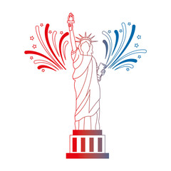 Sticker - liberty statue with fireworks vector illustration design