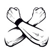 Crossed Hands Clenched Fists Vector