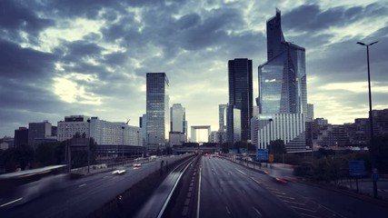 Poster - timelapse, Paris LaDefense at sunset