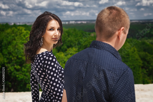 Young Teenagers Walking In Nature Girl With Long Brunette Hair
