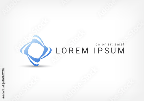 Blue Rhombus Vector Logo Design Template Unity Icon Weave