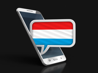 Poster - Touchscreen smartphone and Speech bubble with Luxembourg flag