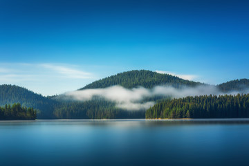 Wall Mural - morning fog on the lake