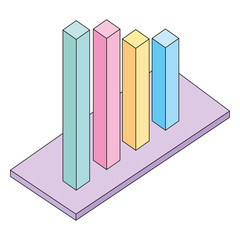 Poster - business statistics bar graph isometric vector illustration