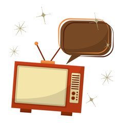 Sticker - tv old with speech bubble retro style vector illustration design