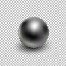Chrome Metal Ball Realistic Isolated On Transparent Background.