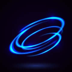 Wall Mural - Vector light effect. The object s light stroke. Circular lens flare. Abstract rotational lines. Power energy element. Luminous sci-fi. Shining neon lights cosmic abstract frame. Magic round frame.