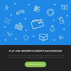Leinwandbilder - charts, mobile, photos, bookmarks outline vector icons and elements background concept on blue background.Multipurpose use on websites, presentations, brochures and more