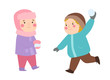© creativeteam - Kids winter Christmas games playground children playing sport games of kinds snowball, skating, kiddy holidays playtime