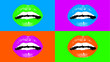 Four adoring female mouths in light colors