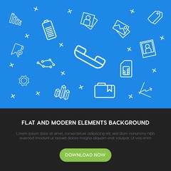 Leinwandbilder - charts, mobile, photos, bookmarks outline vector icons and elements background concept on blue background.Multipurpose use on websites, presentations, brochures and more