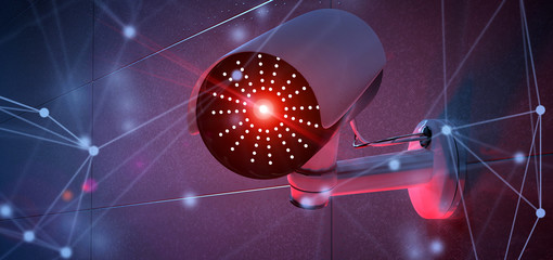 Poster - Conncetion over a security cctv camera system - 3d rendering