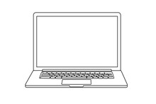 Continuous Line Drawing Of A Modern Laptop