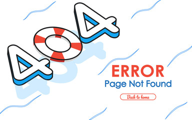 Poster - 404  error page not found vector in swimming pool graphic