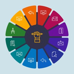Poster - files, email, education Infographic Circle outline Icons Set. Contains such Icons as  send,  computer,  update,  book,  math,  connection, letter,  school, mail and more. Fully Editable. Pixel Perfect