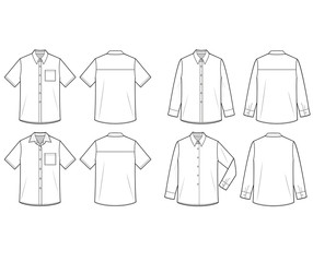 shirt set fashion flat technical drawing template