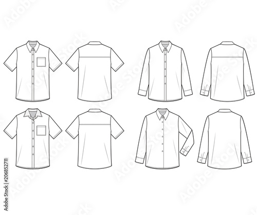 Fotografía Shirt set fashion flat technical drawing template