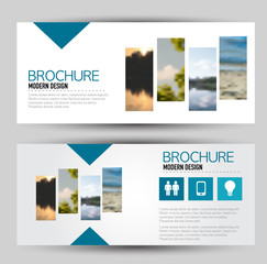 Wall Mural - flyer banner or web header template set. vector illustration promotion design background. blue color