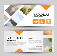 Wall Mural - flyer banner or web header template set. vector illustration promotion design background. orange col