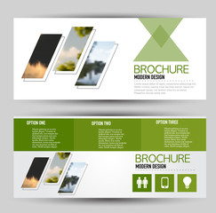 Wall Mural - flyer banner or web header template set. vector illustration promotion design background. green colo