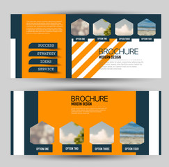 Wall Mural - flyer banner or web header template set. vector illustration promotion design background. blue and o