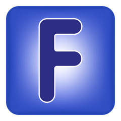 Fototapete - Vector image of a flat icon with the letter F of the blue color. Button with the letter F.	