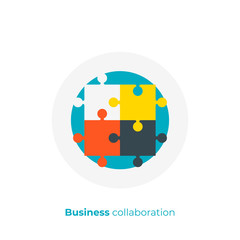 Fototapete - flat art puzzle. Team building. Scalable vector icon in modern flat style. cartoon elements vector illustration.