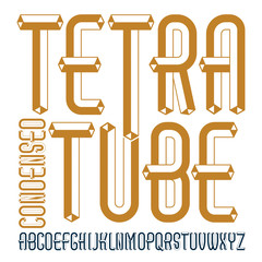 Poster - Vector fun capital English alphabet letters collection. Retro condensed font,  script from a to z can be used in art  poster art. Created with carton tube style,  trigonometry design.