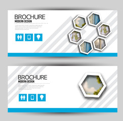 Wall Mural - set of banners for web and advertisement print out. horizontal flyer handout design. blue color. vec