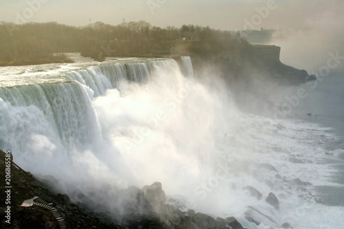Fototapeta na szkło Niagara spada lub wodospady o wschodzie słońca