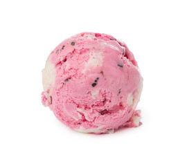 Wall Mural - Vanilla-strawberry ice cream ball with chocolate