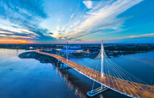 Panorama Of Petersburg. Highway. Bridges Of Petersburg. Aerial View Of St. Petersburg. Panorama Of Russian Cities. Krestovsky Island.
