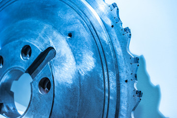 Poster - a large milling cutter. metal working. a disc for processing metal. industrial processing of metal p