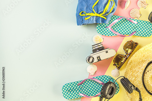 Fotografía Objects for the summer. Minimalist concept for the summer