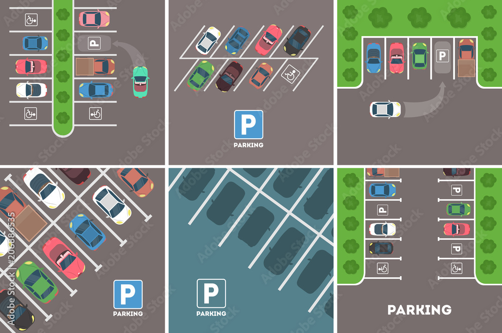 Parking in city. - obrazy, fototapety, plakaty 