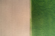 Farmland from above. Green and brown agricultural fields drone view.