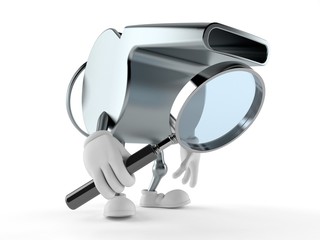 Canvas Print - Whistle character looking through magnifying glass