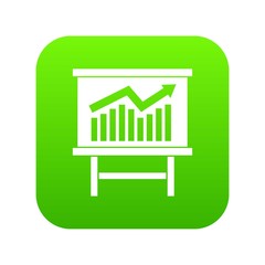 Poster - Growing chart on presentation board icon digital green for any design isolated on white vector illustration