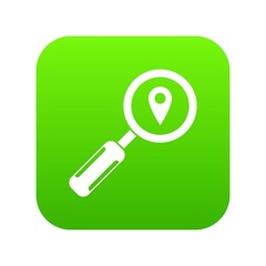 Poster - Magnifying glass and map location icon digital green for any design isolated on white vector illustration