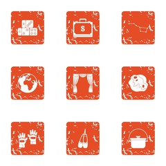 Poster - Celebrity icons set. Grunge set of 9 celebrity vector icons for web isolated on white background