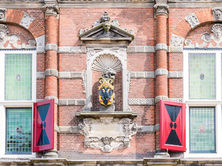 Wall Mural - Front detail of town hall in Bolsward, Friesland, Netherlands