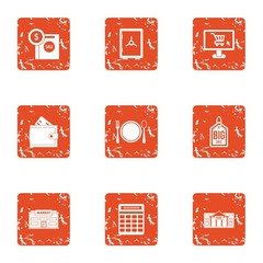 Poster - Banking activity icons set. Grunge set of 9 banking activity vector icons for web isolated on white background