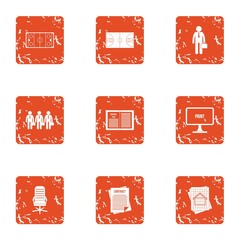 Poster - Organization icons set. Grunge set of 9 organization vector icons for web isolated on white background