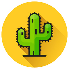 Canvas Print - cactus circle yellow flat icon