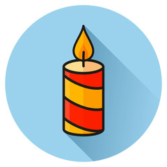 Wall Mural - candle circle blue flat icon