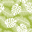 seamless pattern palm leaves on green background