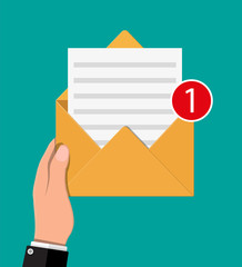 Poster - Paper envelope letter with counter notification.